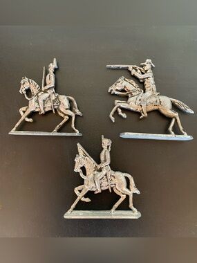 Vintage Cast Metal Cavalry Toy Soldiers - Set of 3 Miniature Cavalry Soldiers